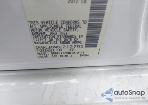 2013 Nissan Altima 2.5 Sl z USA, uszkodzony, nr VIN 1N4AL3AP4DC212791